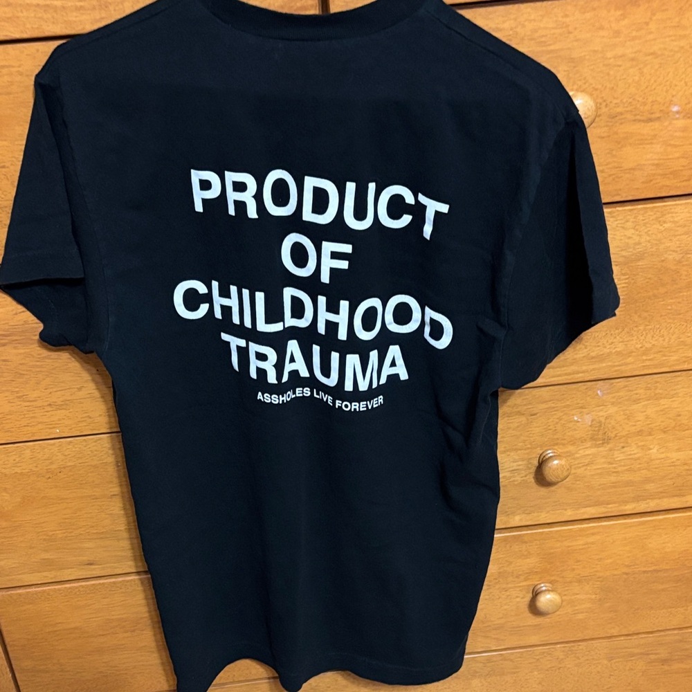 Black Graphic Tee "Product of Childhood Trauma" - Picture 3 of 3